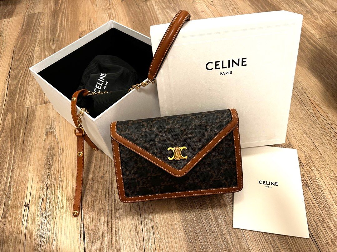 CELINE WALLET ON CHAIN TRIOMPHE, 女裝, 手袋及銀包, 長銀包- Carousell