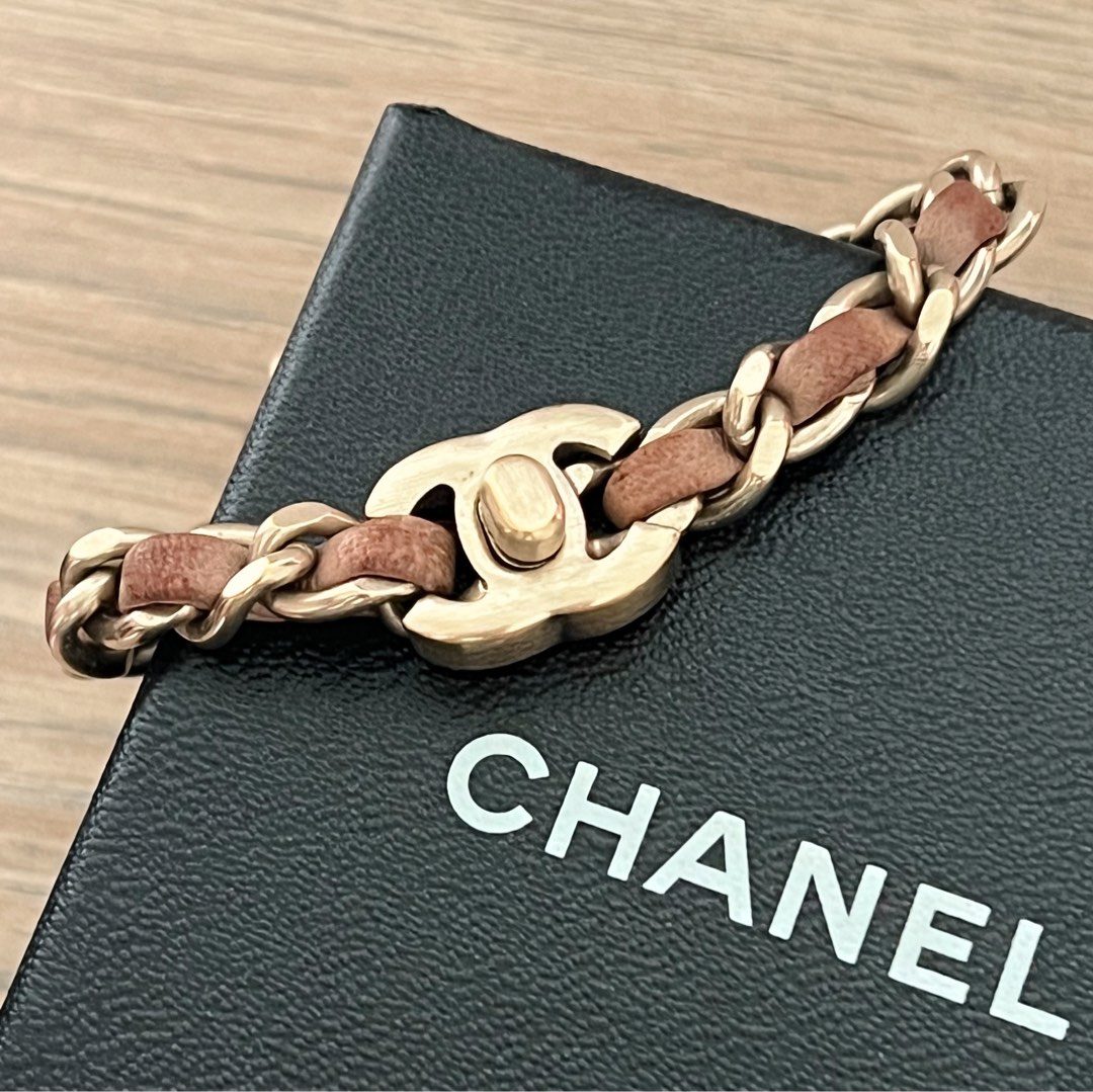 CHANEL CC Turnlock Chain & Leather Entwined Bracelet, Luxury