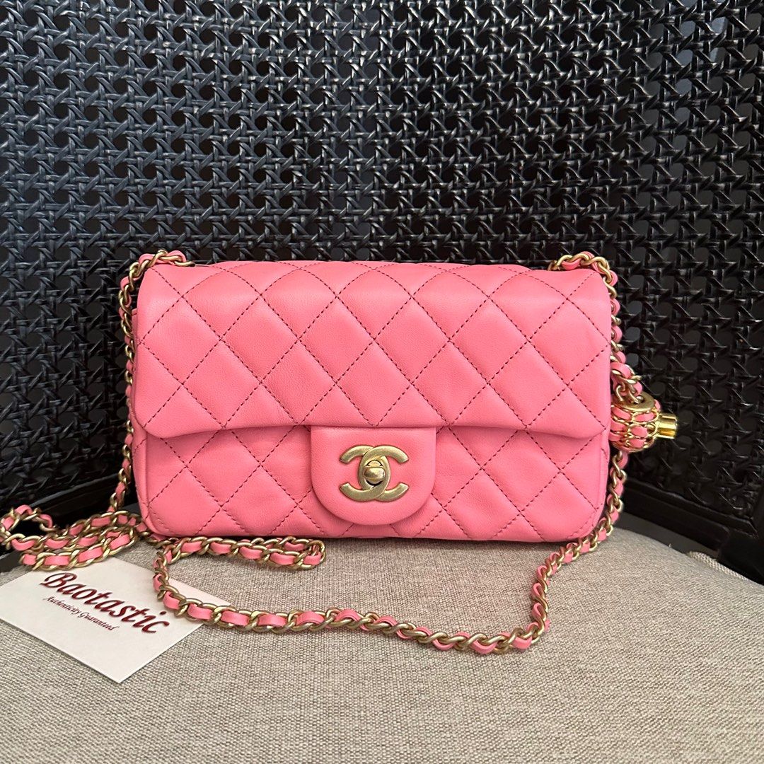 Chanel Mini Rectangular Pearl Crush Pink Lambskin GHW, Luxury, Bags &  Wallets on Carousell