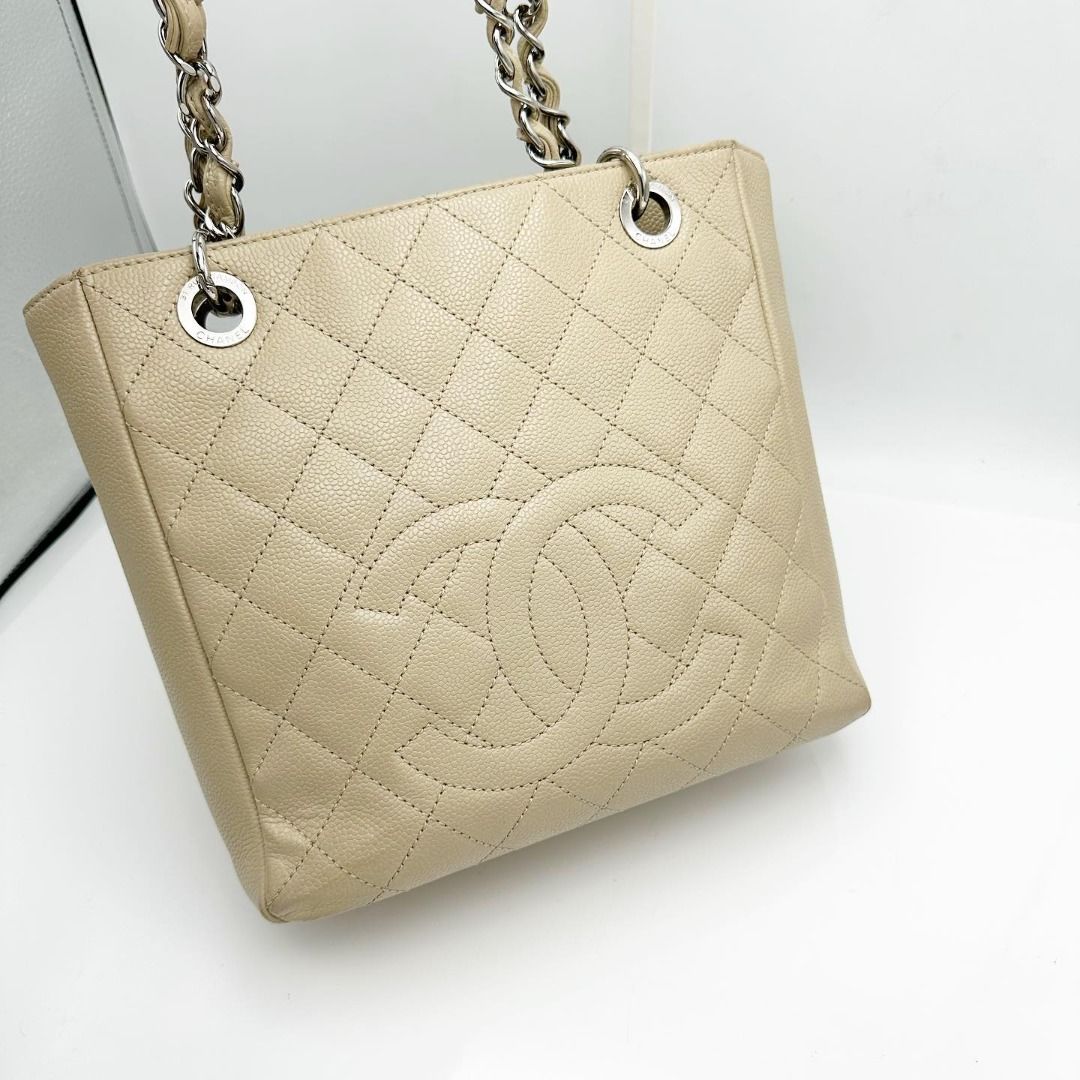 Chanel PST Caviar Taupe Silver Hardware, Luxury, Bags & Wallets on Carousell