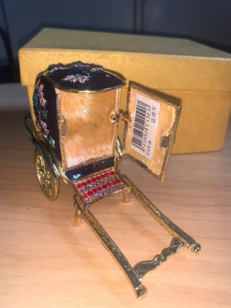 Chinese Rickshaw-Enamel Jeweled trinket box,4”L on Carousell
