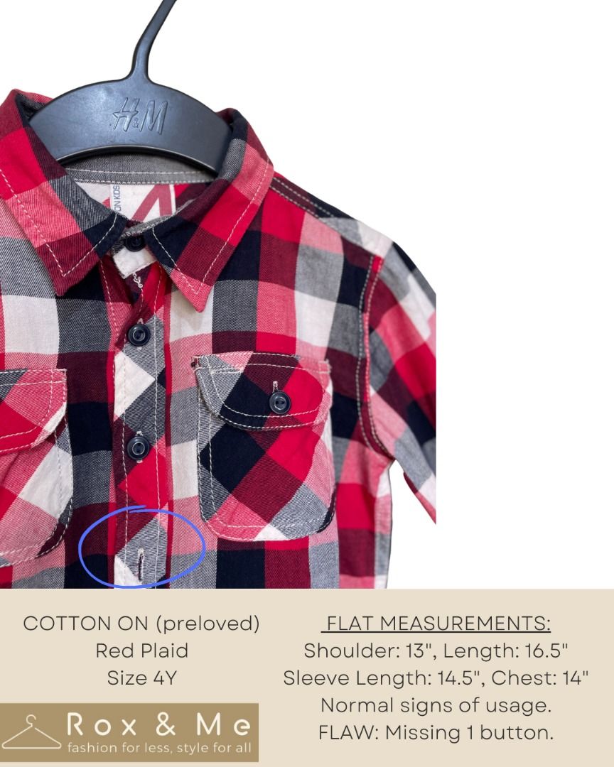 Cotton On Red Plaid Long sleeve (Category: Babies & Kids Fashion) located in Mandaue City. Submitted by blazebianca (Listing ID 1235790114, Image 3). Description: Please see photos for info..