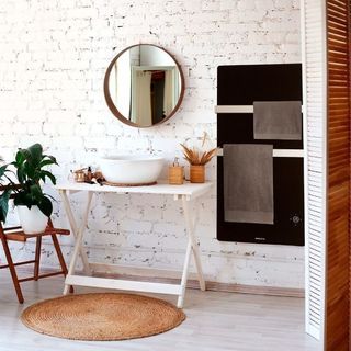 CREATE Double Hanger / LED Display / Electric Towel Rail Made of 1 mm Glass with WiFi & Remote Control / 600 W - Black