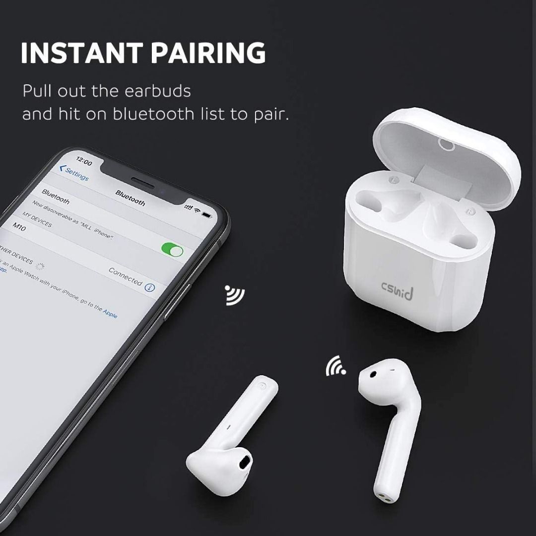 Cshidworld Wireless Headphones Bluetooth 5.0EarbudsNoiseCancellingHeadphones30HCyclePlaytimeSweatproofEarphoneswithmic In EarHeadsetwith Charging Case for iPhones Android Audio Earphones on Carousell