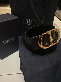 Reversible Belt Strap Beige and Black Dior Oblique Jacquard and Black  Grained Calfskin, 35 MM