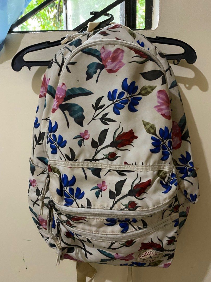 Dirty White Floral Converse Backpack Women s Fashion Bags Wallets Backpacks on Carousell