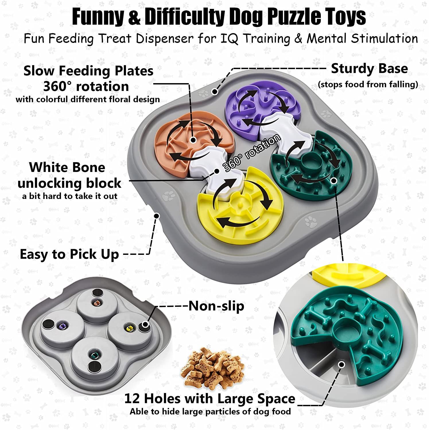 Dog Puzzle Toys,Dogs Food Puzzle Feeder Toys for IQ Training & Mental  Enrichment,Dog Treat Puzzle(Blue)