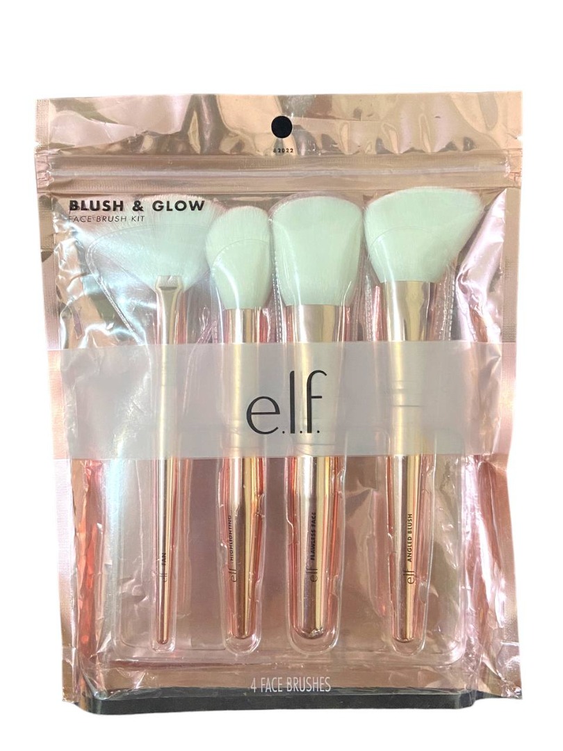 ELF Cosmetics Blush and Glow Face Makeup Brush Kit, Rose Gold Brushes 4 Counts on Carousell