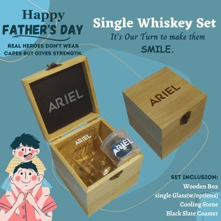 Engraved Personalized Wooden Whiskey Glass Set Fathers Day Gift Dad Corporate  Round Stainless Steel