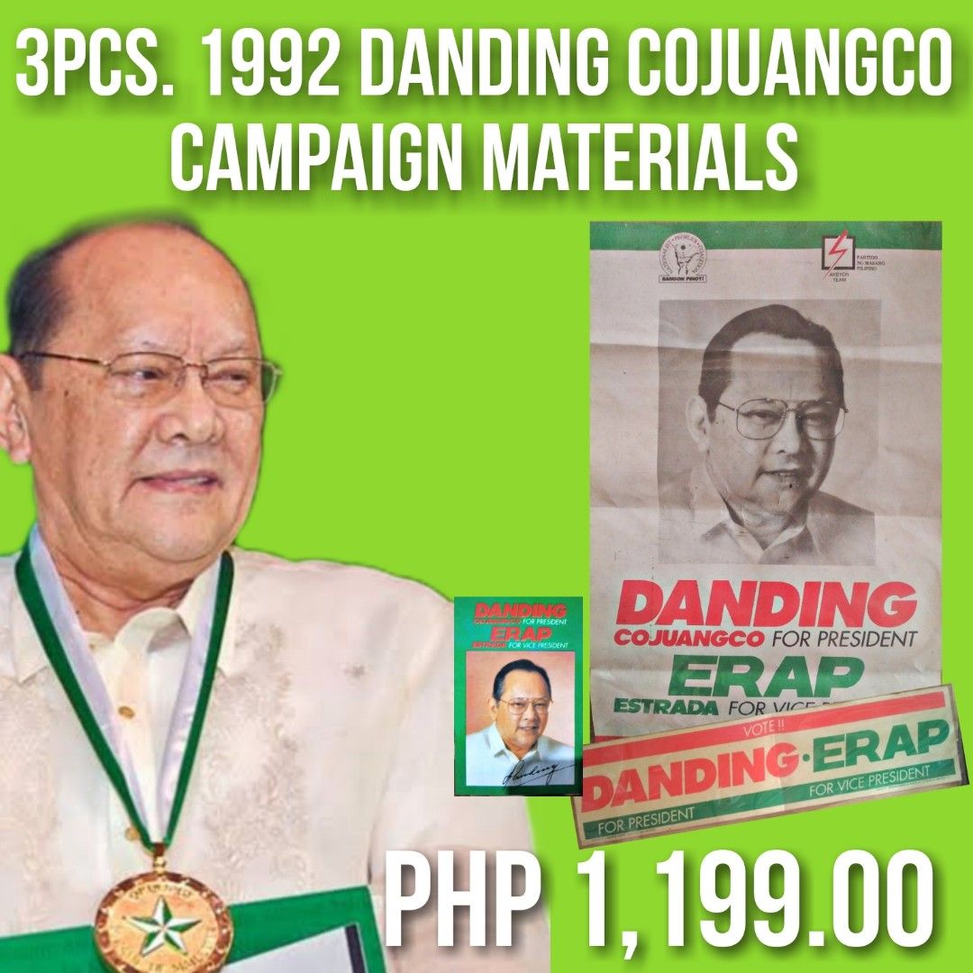 (EXTREMELY RARE) 1992 Danding Cojuangco for President Campaign ...
