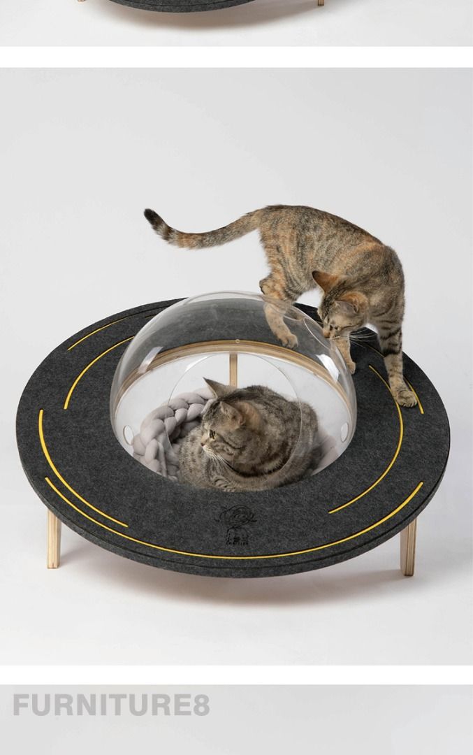 F8 1102 UFO Cat Bed Wooden Cat Scratcher Cave House Pet Supplies