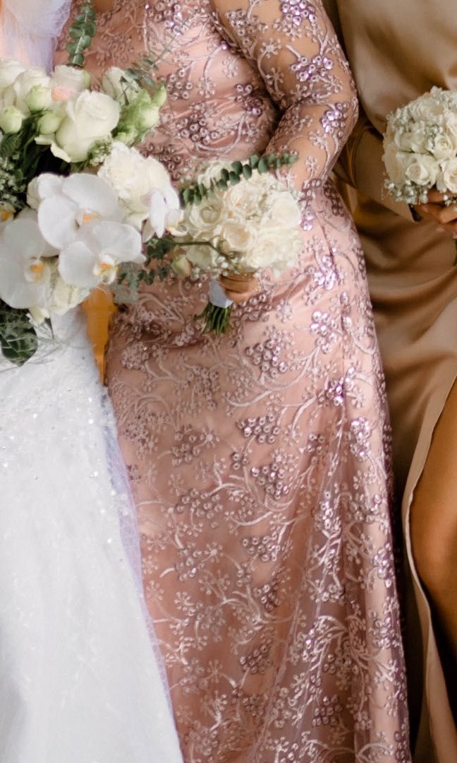 Floor Length Full Sleeve Gown (Category: Evening dresses & gowns) located in Mandaluyong City. Submitted by plmae (Listing ID 1235829941, Image 2). Description: Worn once 🤍 Custom Made Gown for the Mother of the Bride .