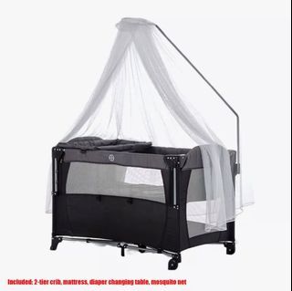 Foldable baby crib and playpen