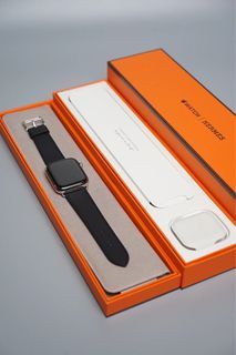 Polished 49MM Apple Watch ULTRA HERMES Deployment Orange Band Orange Button  EURO