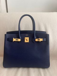 Hermes Birkin 30cm Indigo Rose Gold Hardware Deep Navy Bag Z Stamp, 2021