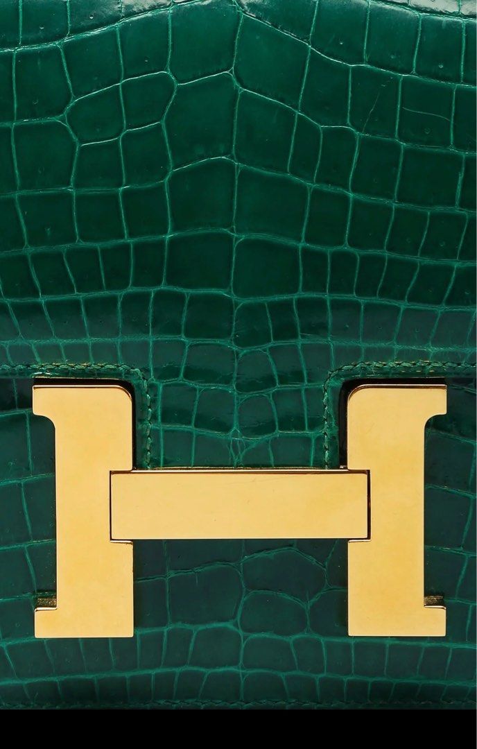 Wholesale Hermes Crocodile Leather Emerald Green Constance Bag24CM