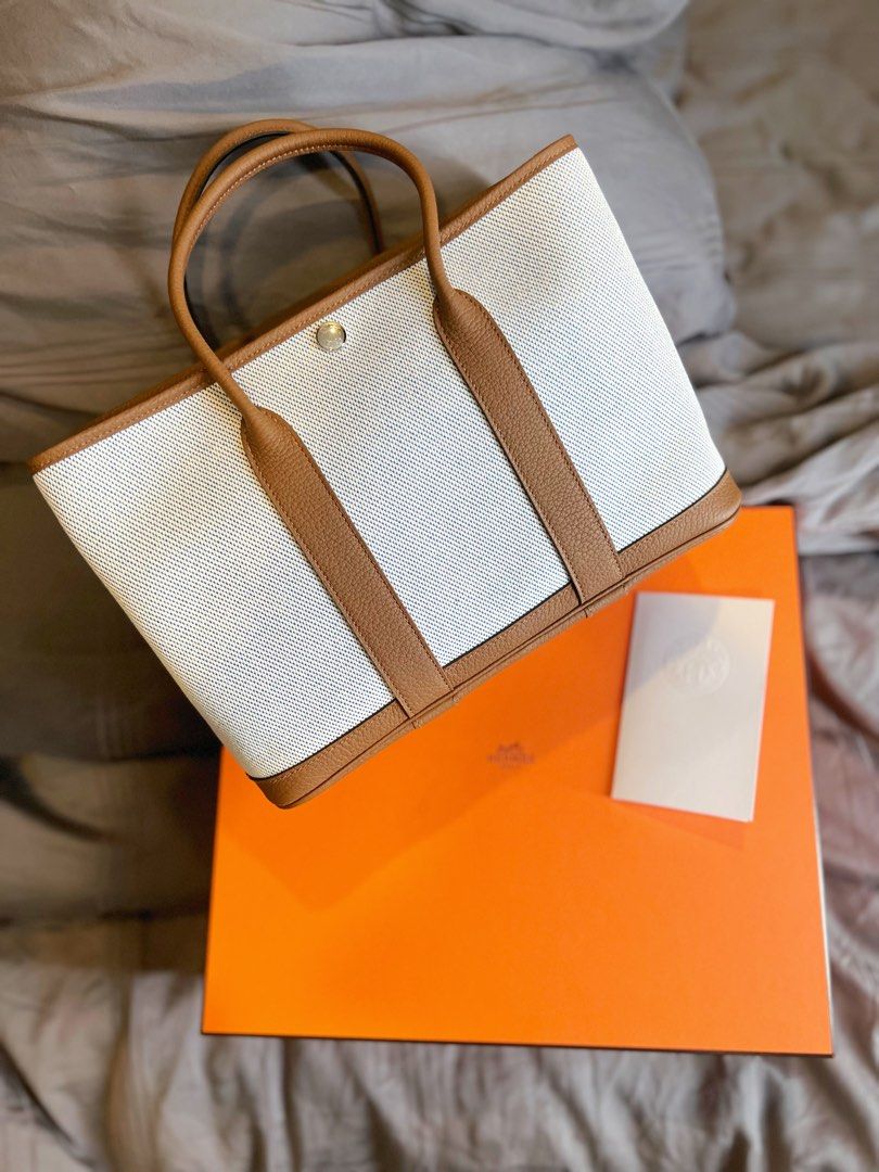 HERMES GARDEN PARTY 30 ORANGE CANVAS GHW