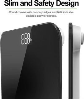 Highly Accurate Body, Easy to Read Slim and Safety Design Weight Scale, Round Corner Design, 400 lb, BLACK