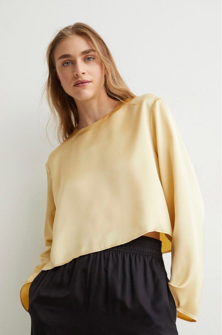 H M Satin Blouse Women s Fashion Tops Longsleeves on Carousell