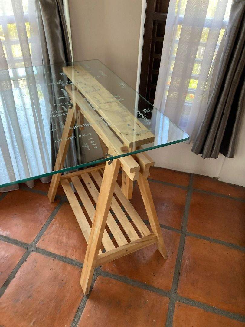 IKEA Study desk table glass, Furniture & Home Living, Furniture