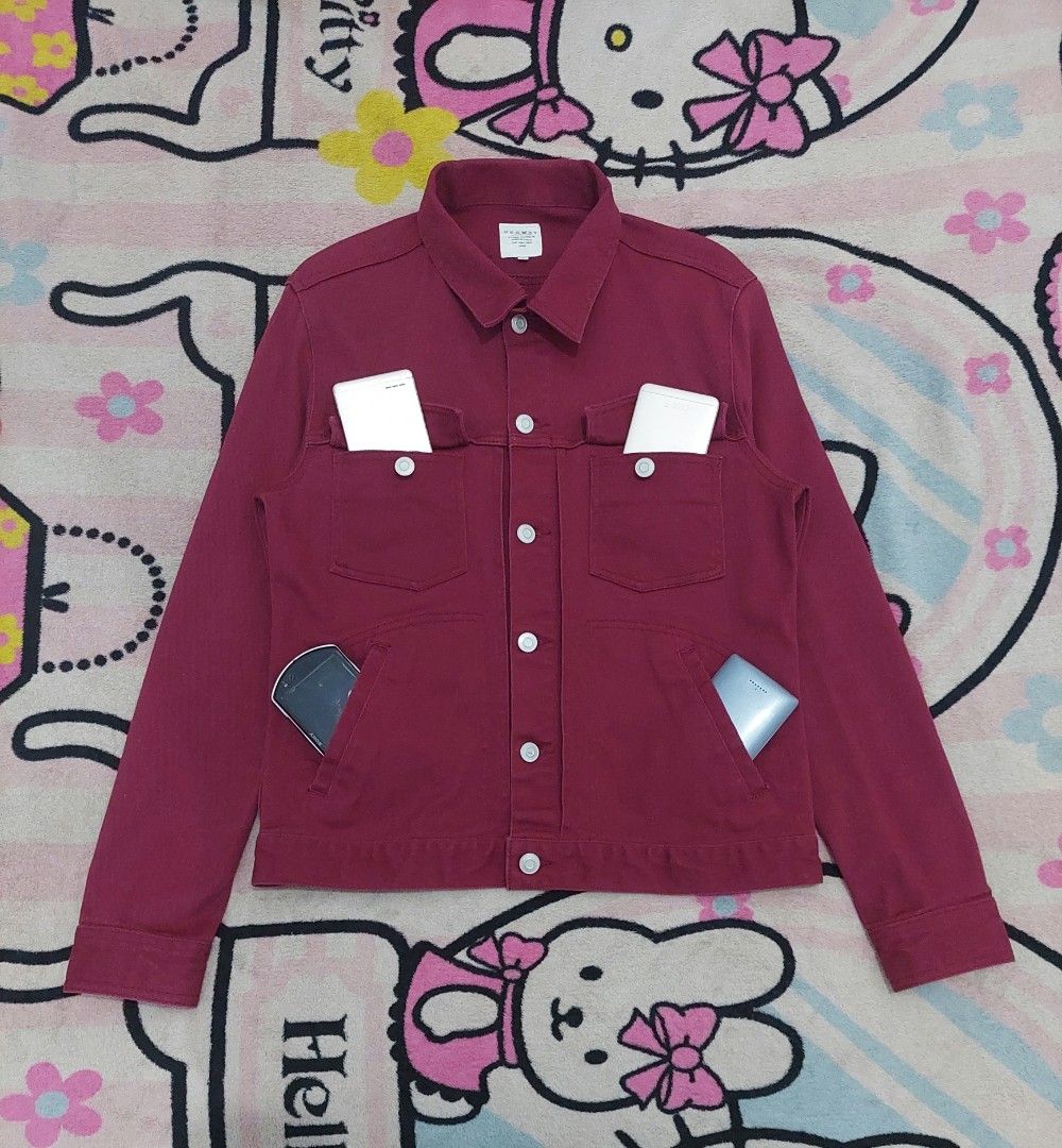 Jaket on sale denim maroon