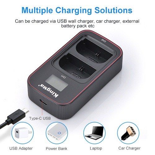 KingMa ENEL15 2Pack Battery and LCD Dual Charger Kit for Nikon D7100