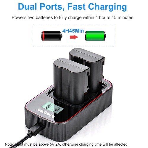 KingMa ENEL15 2Pack Battery and LCD Dual Charger Kit for Nikon D7100