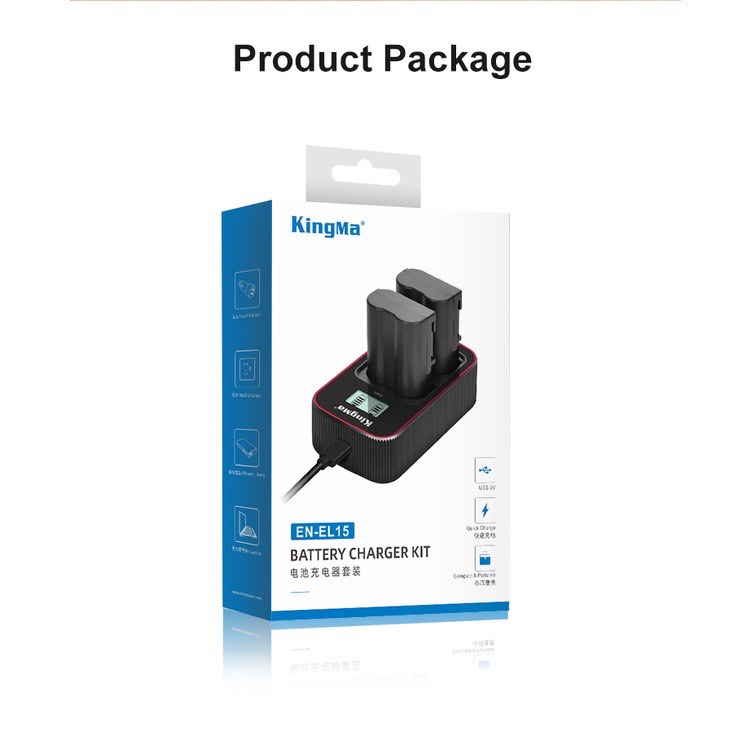 KingMa ENEL15 2Pack Battery and LCD Dual Charger Kit for Nikon D7100