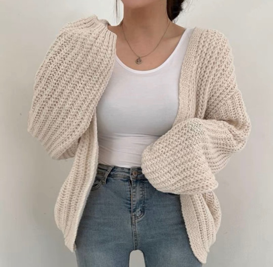 knitted chunky cardigan Women s Fashion Coats Jackets and