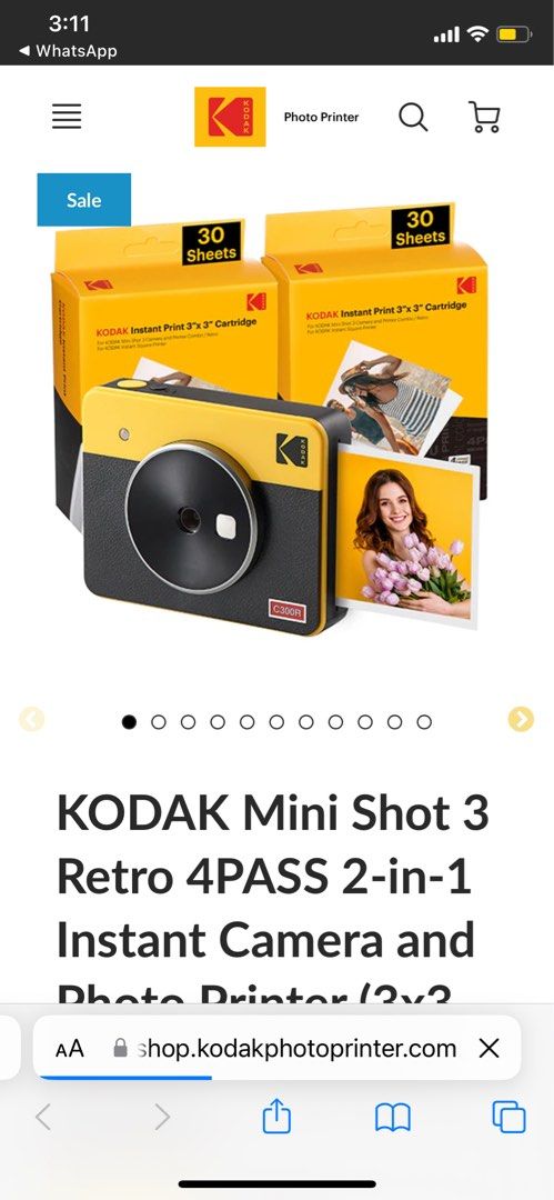 KODAK Mini Shot 3 Retro 4PASS 2-in-1 Instant Camera and Photo Printer (3x3  inches) + 68 Sheets Gift Bundle