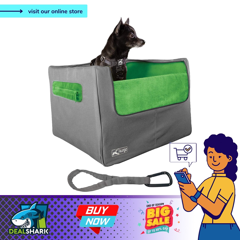 Kurgo Rear Skybox Booster for Dogs Includes Dog Seatbelt Tether Carseat for Pets Up to 30 Pounds Helps with Canine Car Sickness Rear Seat Use Only Grass Green Charcoal Pet Supplies Homes