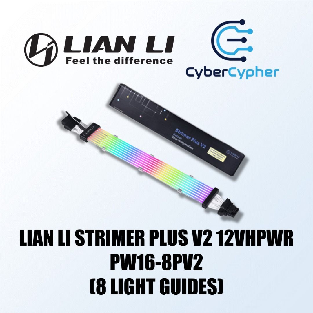 Lian Li Strimer Plus V2 12VHPWR PW168PV2 RGB PSU Extension Cable (8 Light Guides) (LConnect 3