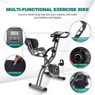 (LIMITED STOCK!)Foldable Adjustable Magnetic Resistance Folding Exercise Bike with 10-Level, Can be used at home.