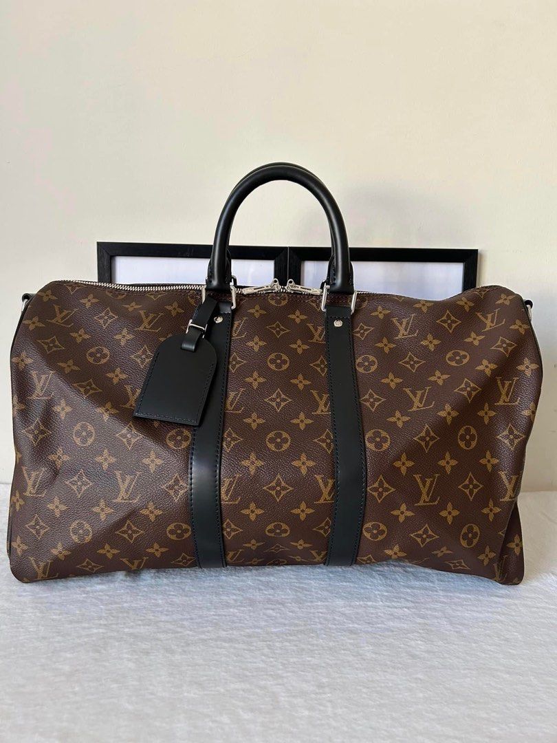 Louis Vuitton Monogram Macassar Keepall 45 (Category: Luxury Bags & Wallets) located in Manila. Submitted by bagislifeshop (Listing ID 1235843014, Image 2). Description: ▪️Louis Vuitton Monogram Macassar Keepall 45▪️ ☑️Available in Pampanga ✅Microchipped ✅Condition: 9/10 ✅Material: Monogram coated canvas, natural cowhide leather trimmings ✅Dimensions: 45 x 27 x 20 cm ✅Inclusions: Dust bag, lock set, hang tag and long strap .