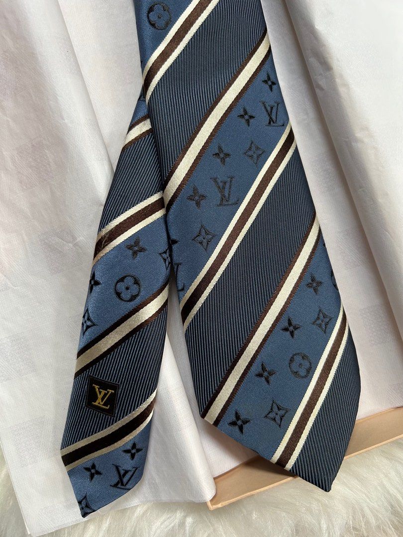 Louis Vuitton Monogram Stripe Silk Tie - Clothing - Men's