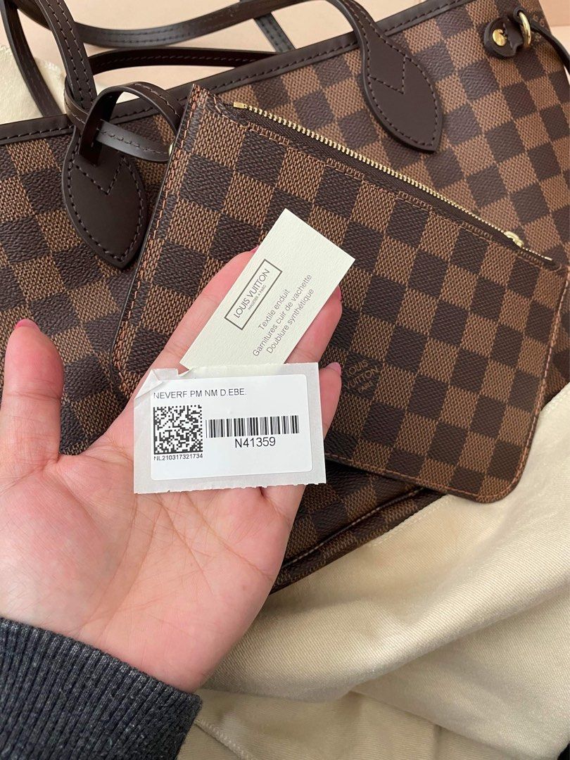 AUTHENTIC LOUIS VUITTON Neverfull PM Damier Ebene N41359