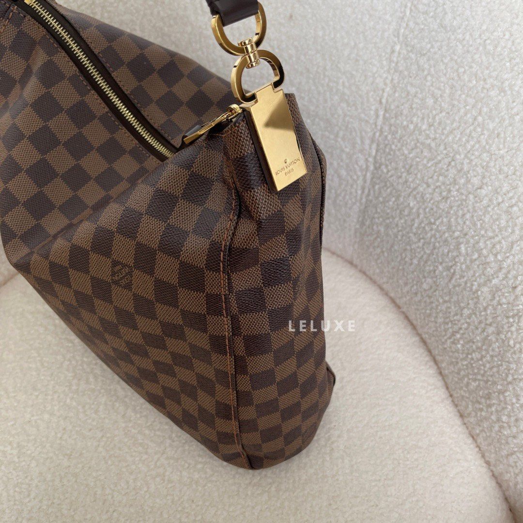 Authentic Louis Vuitton Damier Ebene Portobello PM Hobo Handbag N41184
