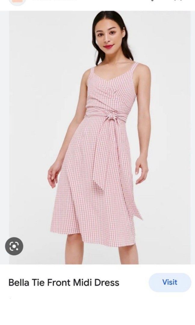Red gingham wrap dress hotsell