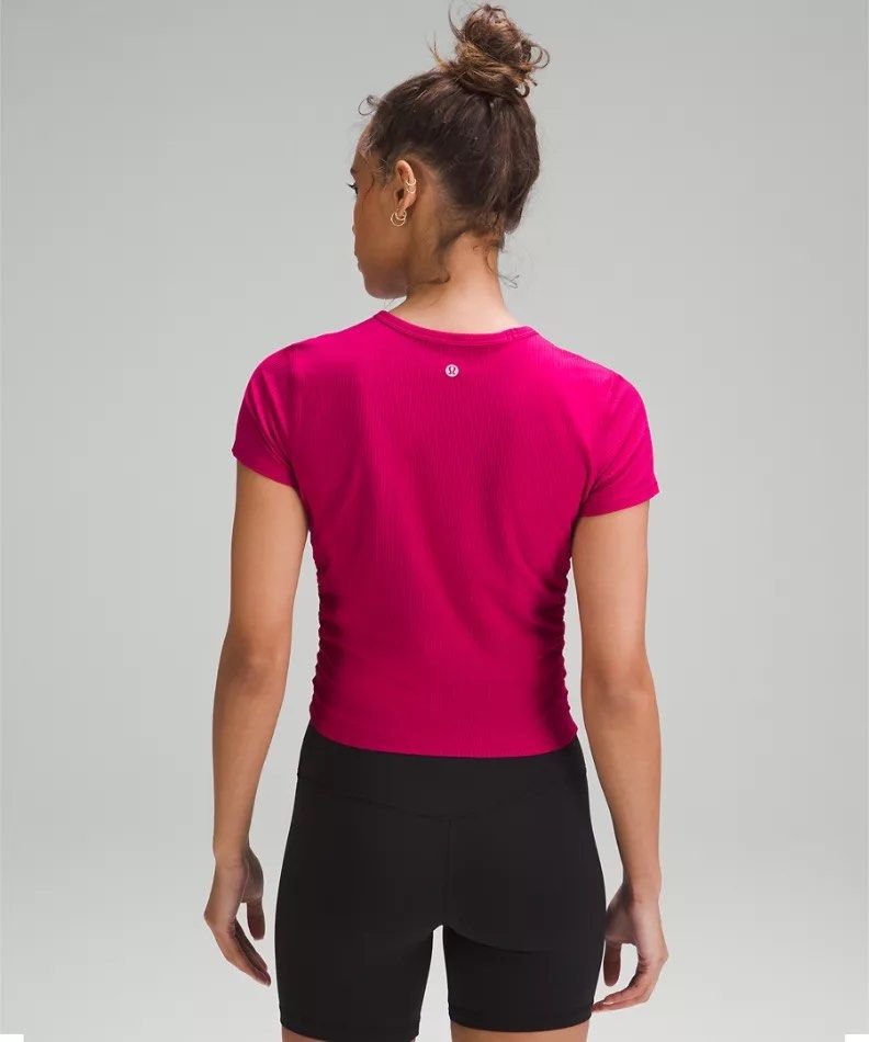 lululemon All It Takes Ribbed Nulu T-Shirt in Wild Berry / Sz 4, Women's  Fashion, Activewear on Carousell
