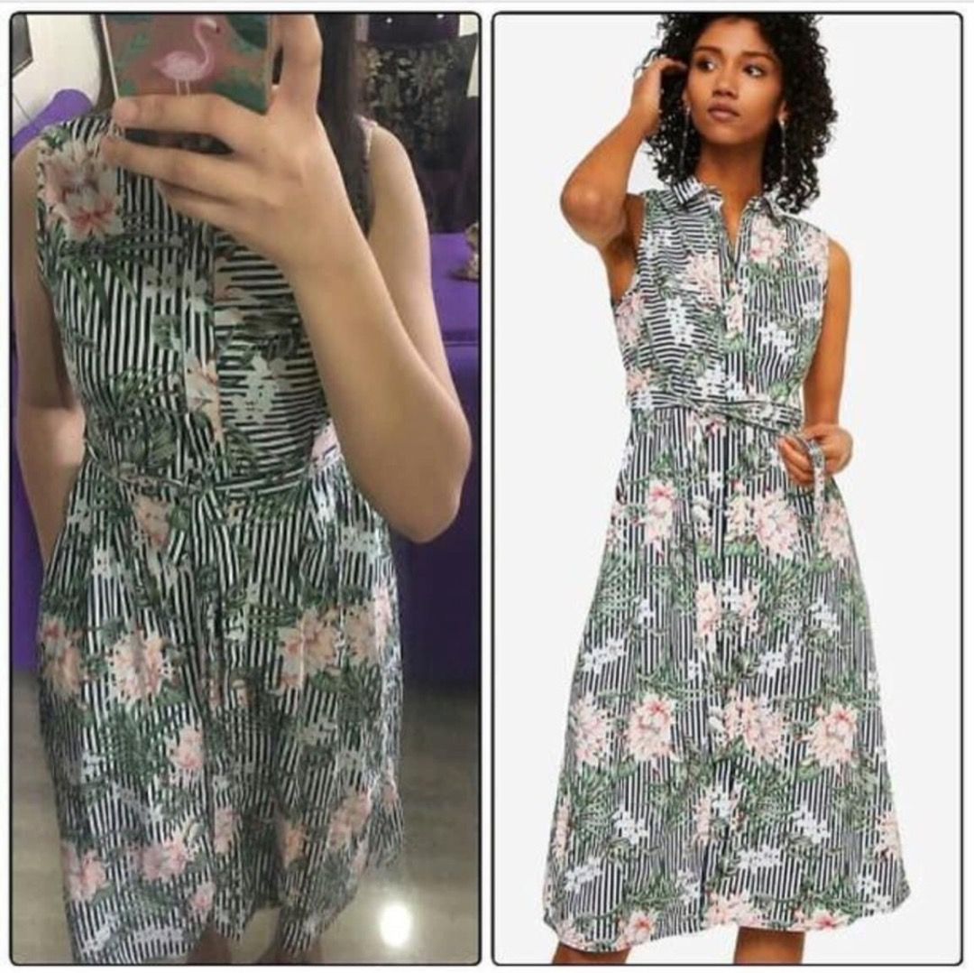 Mango floral belted dress Women s Fashion Dresses Sets Dresses on Carousell