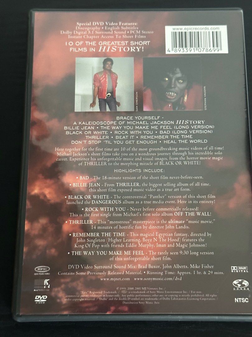 Michael Jackson video greatest hits history DVD, 興趣及遊戲, 音樂