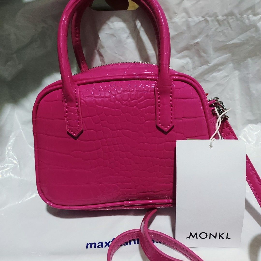 MONKI mini vegan shining leather handbag with long sling
