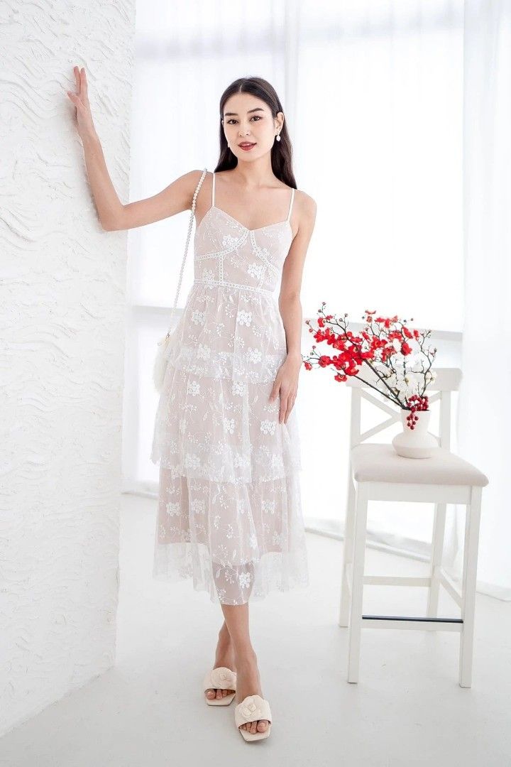 Mesh lace online maxi dress