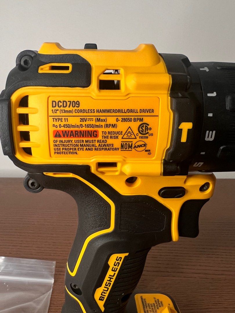 New Bare unit DEWALT ATOMIC 20V MAX* Hammer Drill, Brushless Cordless,  Compact, 1/2-Inch, Tool Only (DCD709B), Furniture  Home Living, Home  Improvement  Organisation, Home Improvement Tools  Accessories on  Carousell