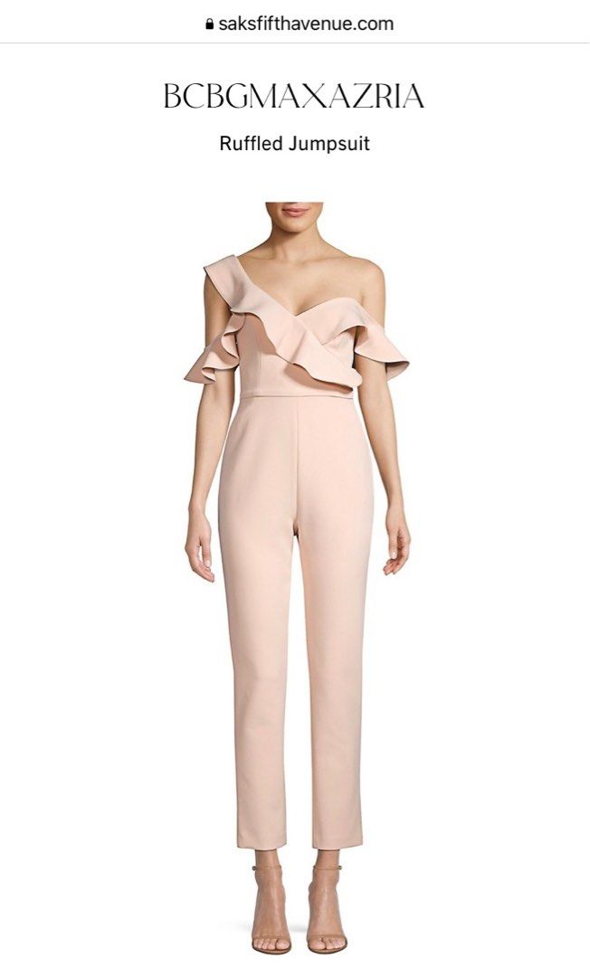 Bcbg one shoulder ruffle deals jumpsuit