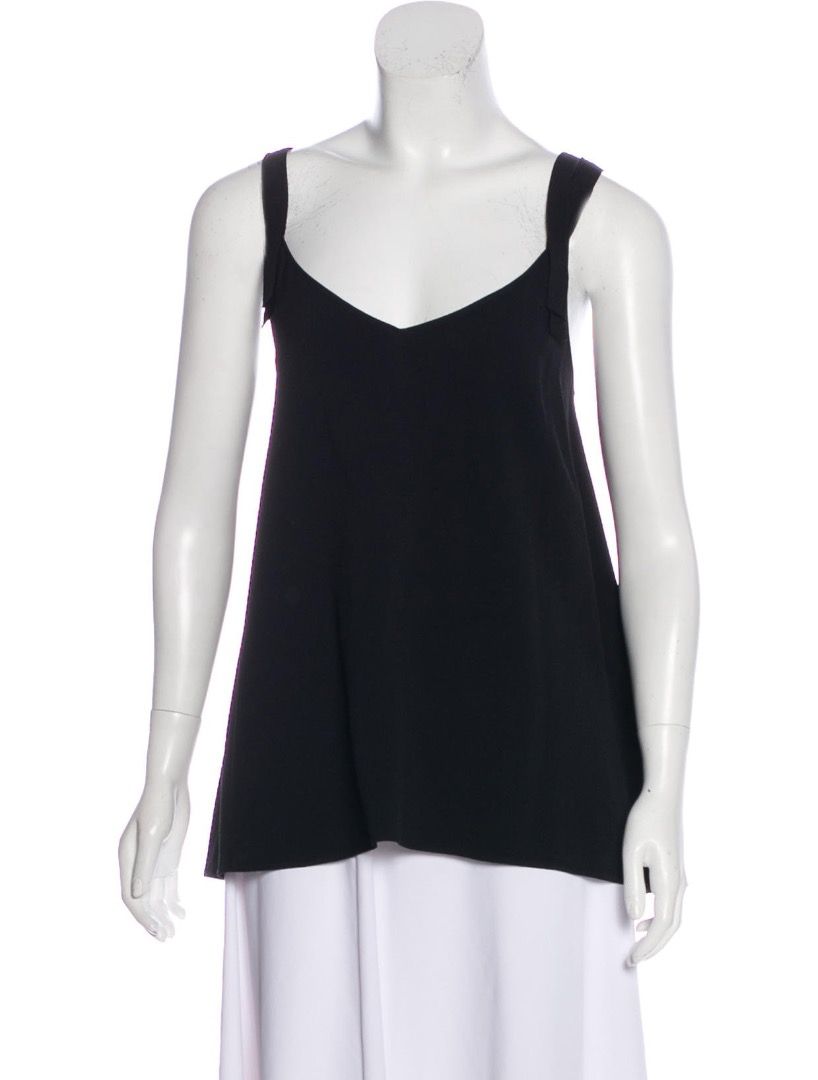 NEW HELMUT LANG BLACK CREPE DOUBLE SHOULDER STRAPS TANK TOP SIZE L, Women's  Fashion, Tops, Blouses on Carousell