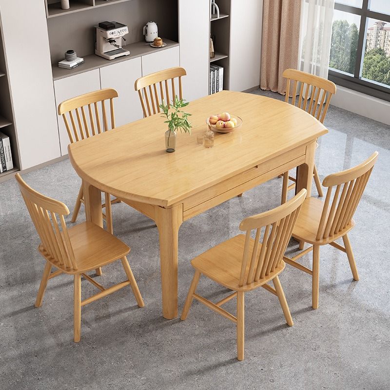 Nordic solid wood telescopic dining table can stretch modern simple ...