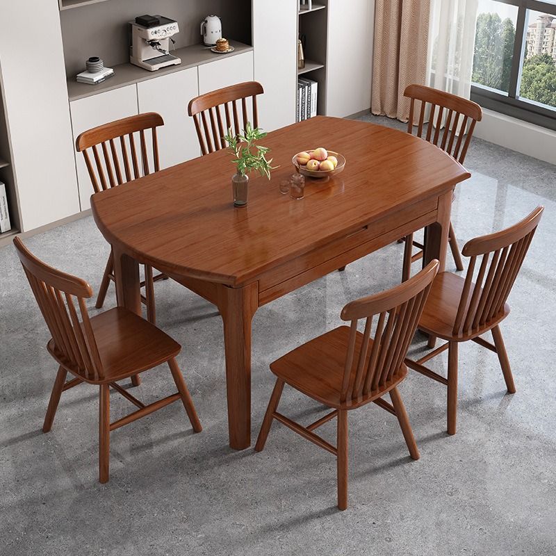 Nordic solid wood telescopic dining table can stretch modern simple ...