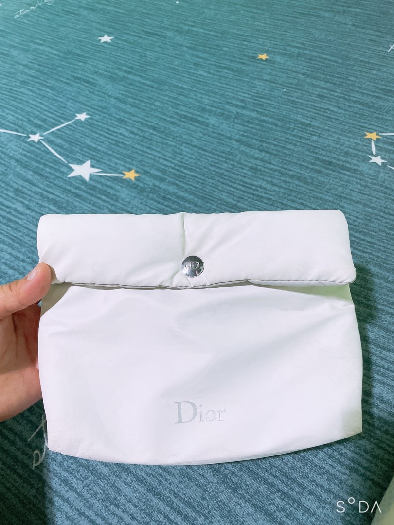 Dior Beauty White Fabric Airbag Makeup Bag in Gift Box