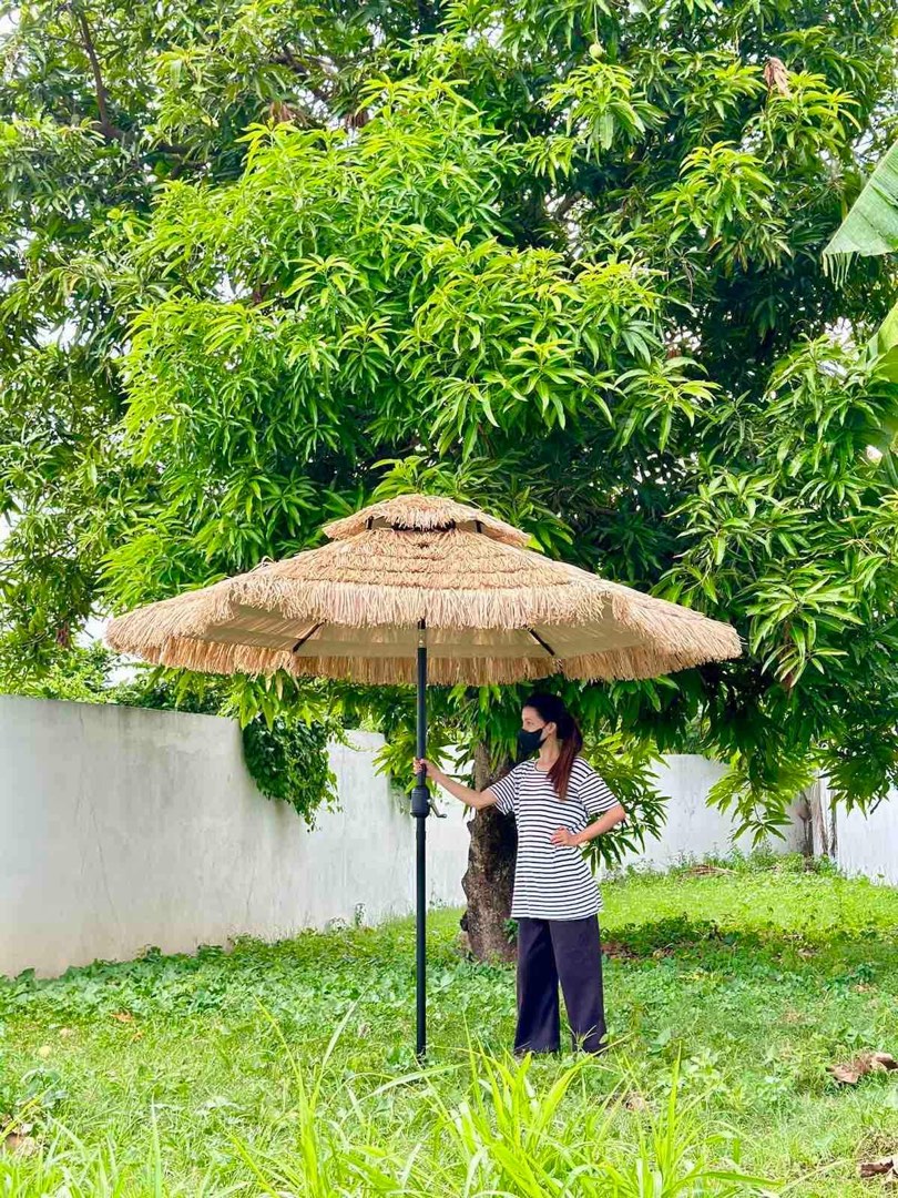 Outdoor beach resort straw umbrella on Carousell